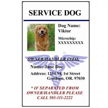 SERVICE DOG ID CARD - VERTICAL